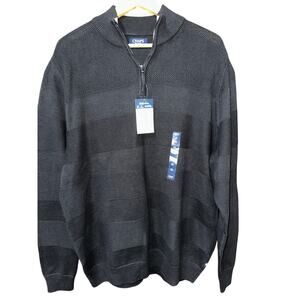 Chaps Men’s Pullover Sweater Quarter Zip American Black XL NWT Casual Preppy